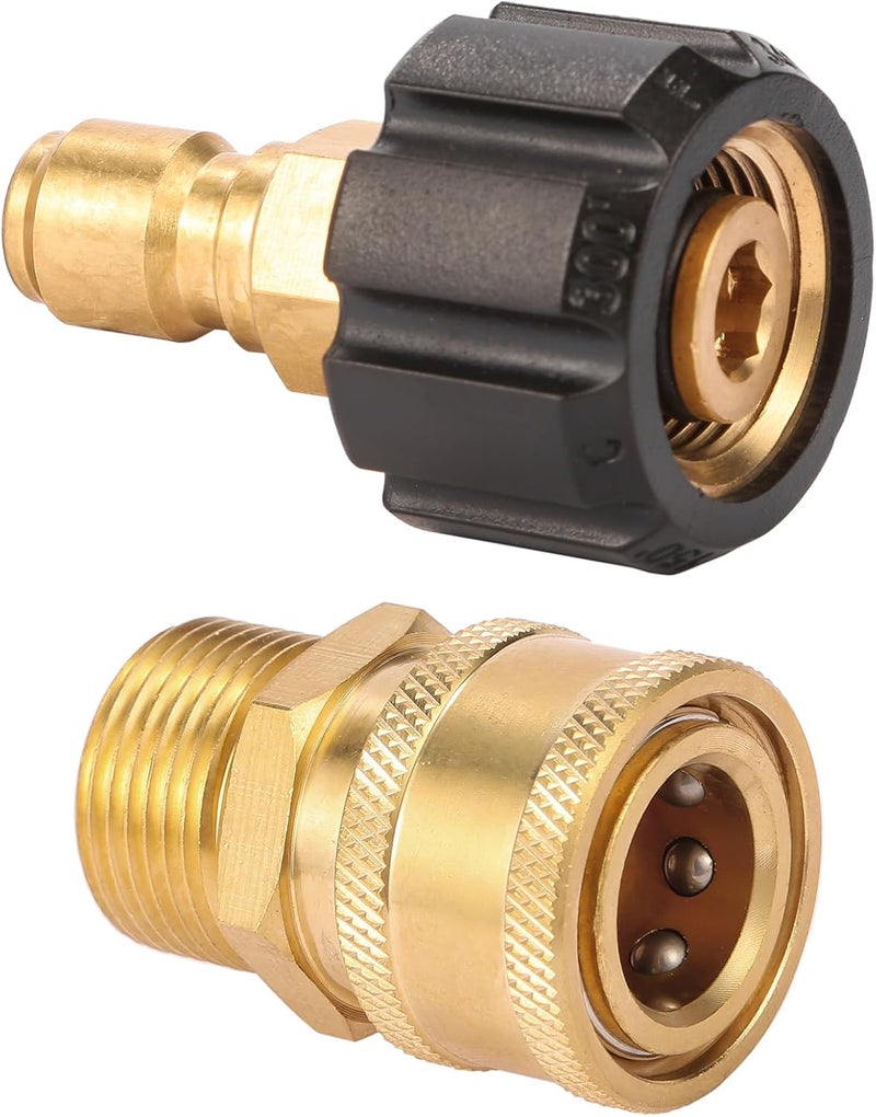Sanpaint Pressure Washer Quick Connect Fittings, Quick Connect Kit M22 14mm to 3/8 Inch, 2 Pieces - Image 1